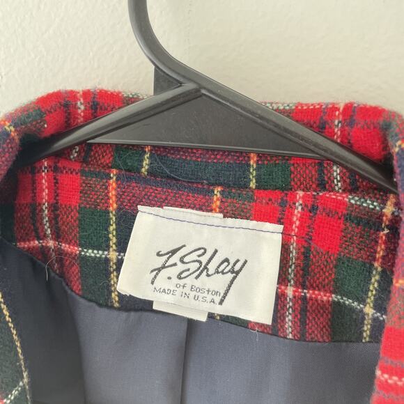 VTG Plaid Blazer Women’s 14 Red Tartan Check 80s Preppy Wool Jacket Holiday - Picture 7 of 7